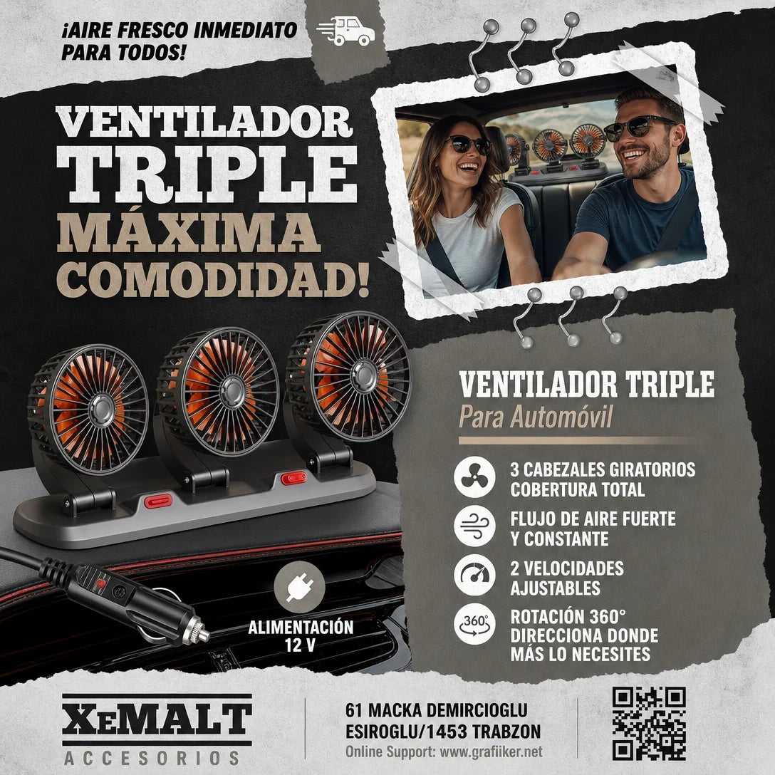 Ventilador triple para carro