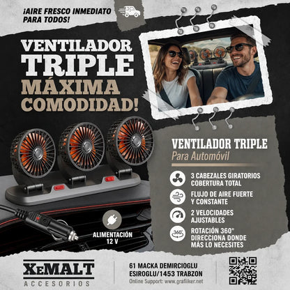 Ventilador triple para carro